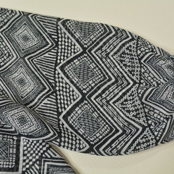 LIVING DOLL Sz S Womens BLACK White BOHO Semi Sheer TUNIC Pullover PEASANT Shirt - Picture 7 of 9